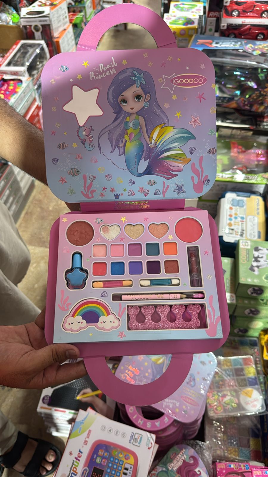Pearl Princess Makeup Set Open Display - Eyeshadow Nail Polish Lip Gloss
