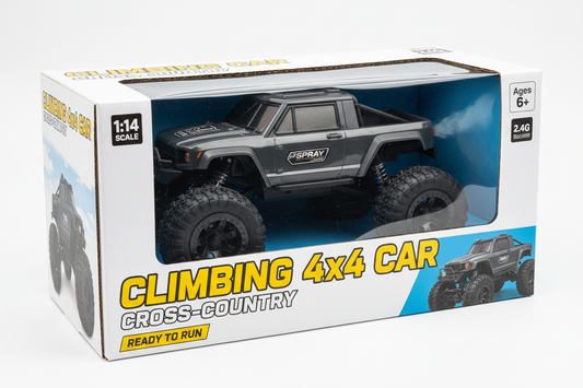 Climbing 4x4 RC Car box packaging zoomed in
