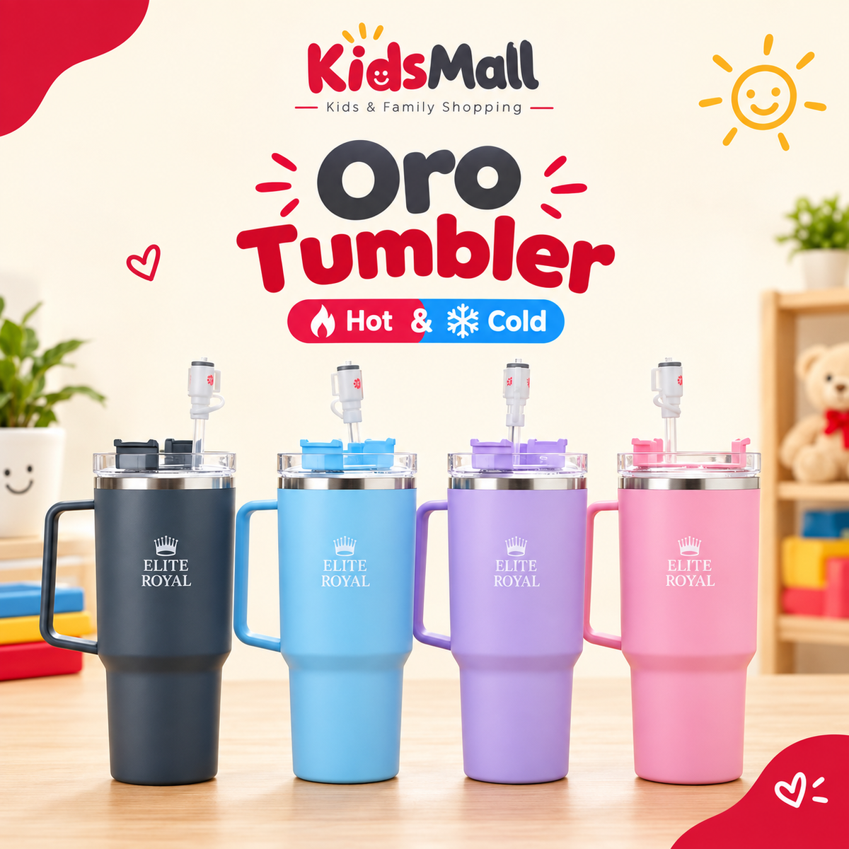 40 oz Hot & Cold Insulated Tumbler with Handle & Straw Lid