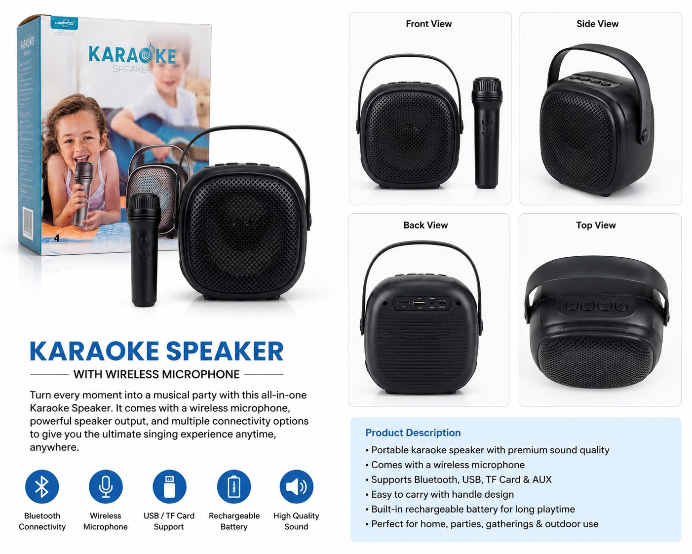 Mini Karaoke Speaker Bluetooth Karaoke Speaker Portable Karaoke Speaker Karaoke Speaker Set Wireless Karaoke Speaker Mini Speaker with Mic Kids Karaoke Speaker Portable Mic Speaker