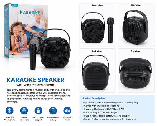 Mini Karaoke Speaker Bluetooth Karaoke Speaker Portable Karaoke Speaker Karaoke Speaker Set Wireless Karaoke Speaker Mini Speaker with Mic Kids Karaoke Speaker Portable Mic Speaker
