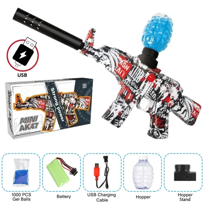 AK47 Gel Blaster Rechargeable Electric Toy Gun With 1000 Pcs Gel Balls – Multi Colors