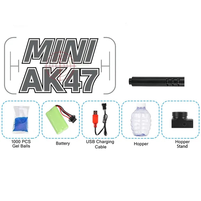 AK47 Gel Blaster Rechargeable Electric Toy Gun With 1000 Pcs Gel Balls – Multi Colors