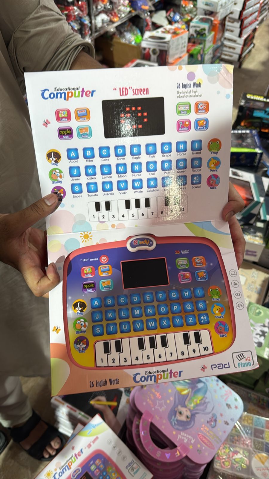 Educational Computer Pad open display showing alphabet piano and LED screen