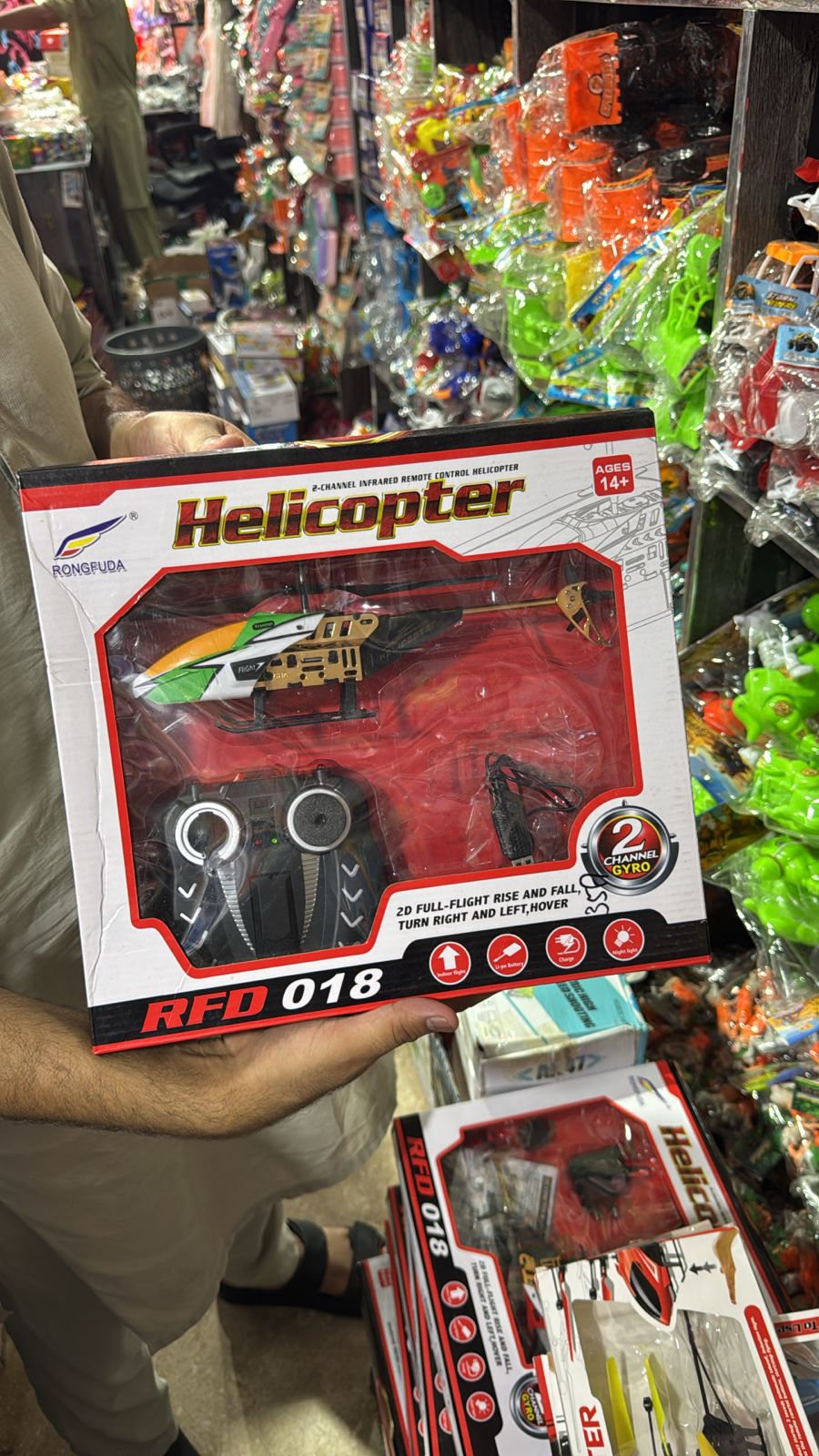 Rongfuda RFD-018 2-Channel Infrared RC Helicopter with Remote Control - KidsMall Pakistan
