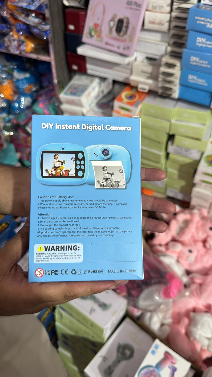 DIY Instant Digital Camera back showing features and specifications