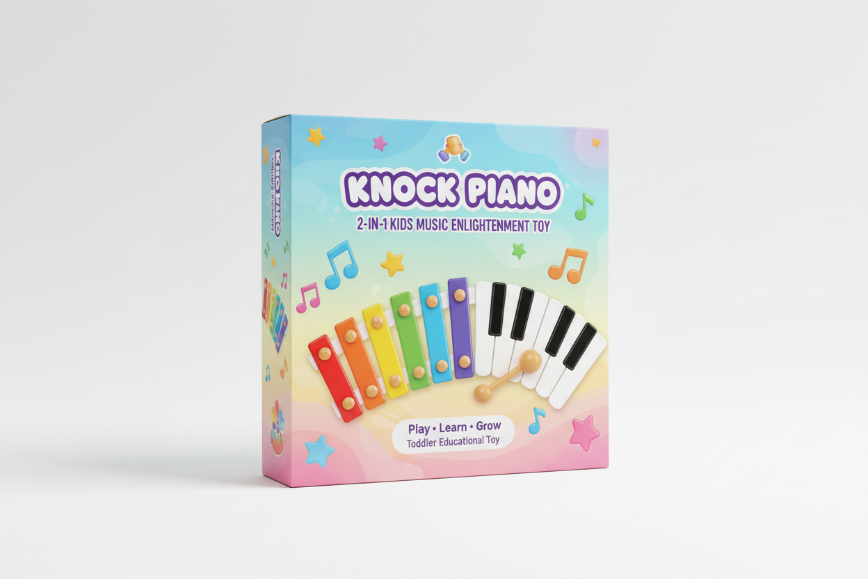 Knock Piano Enlightenment Toy packaging box mockup