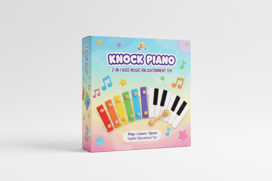 Knock Piano Enlightenment Toy packaging box mockup