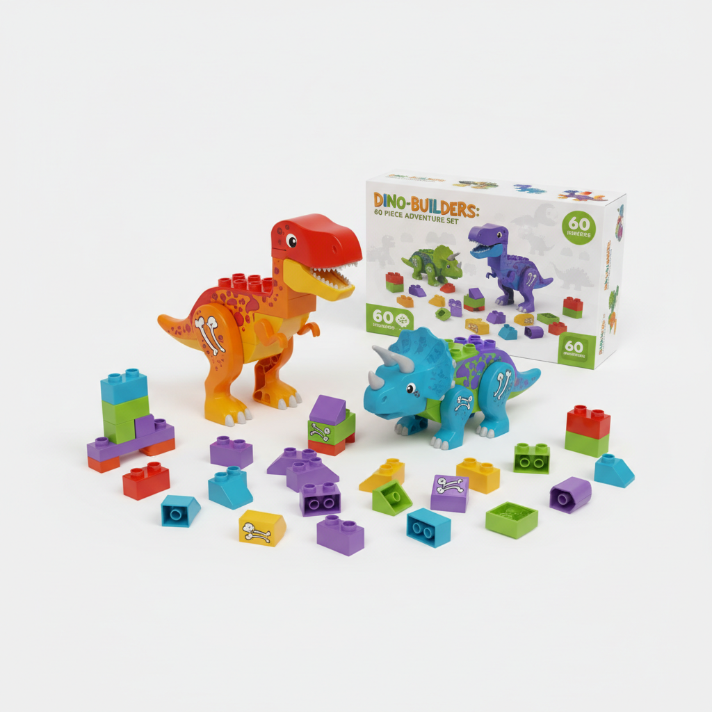 Colorful dinosaur building blocks set for kids