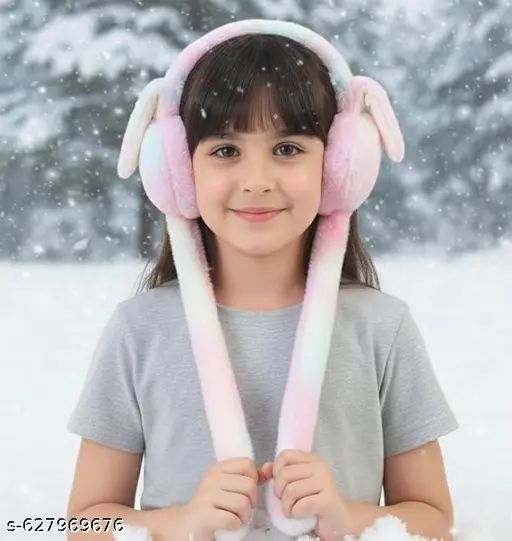 Classy Earmuffs | Cute Moving Ears & Earmuff Soft Cozy Plush Winter Ear Warmer for Cold Weather Outdoor Headband for Kids Girls & Boys