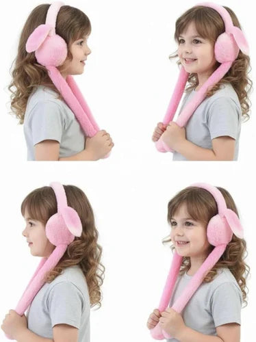Classy Earmuffs | Cute Moving Ears & Earmuff Soft Cozy Plush Winter Ear Warmer for Cold Weather Outdoor Headband for Kids Girls & Boys